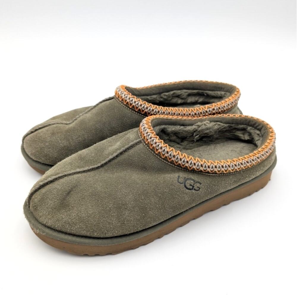 UGG Tasman Suede Sheepskin Slippers Slip-On Women's Olive Green Size US10 EU41